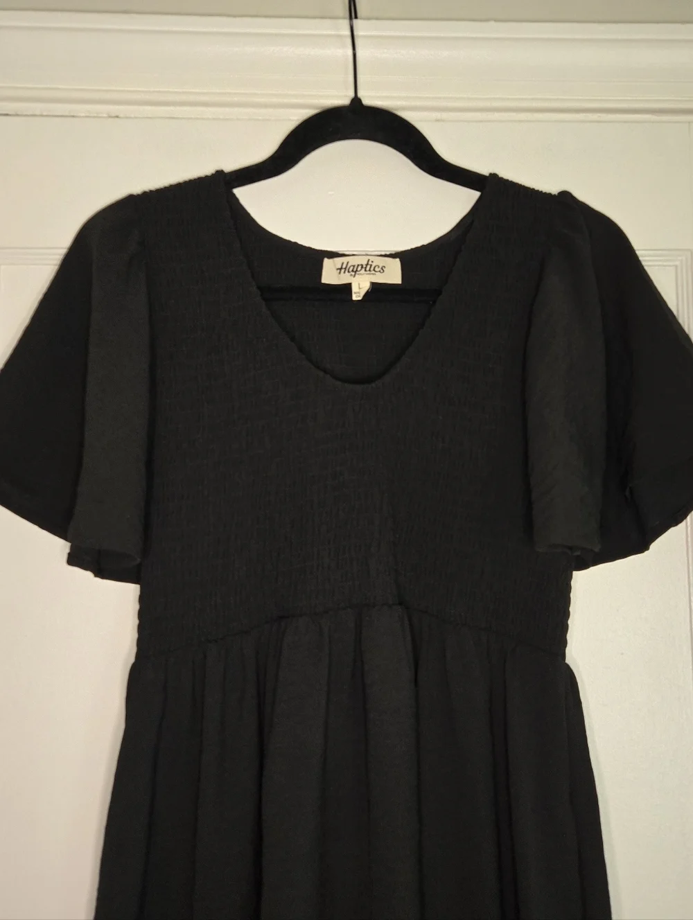 Black Smocked Midi Dress Women's Large Sleeveless Stretch Casual Summer Dress - Picture 3 of 11